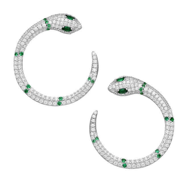 Snake Cubic Zirconia & Sterling Silver drop Earrings
