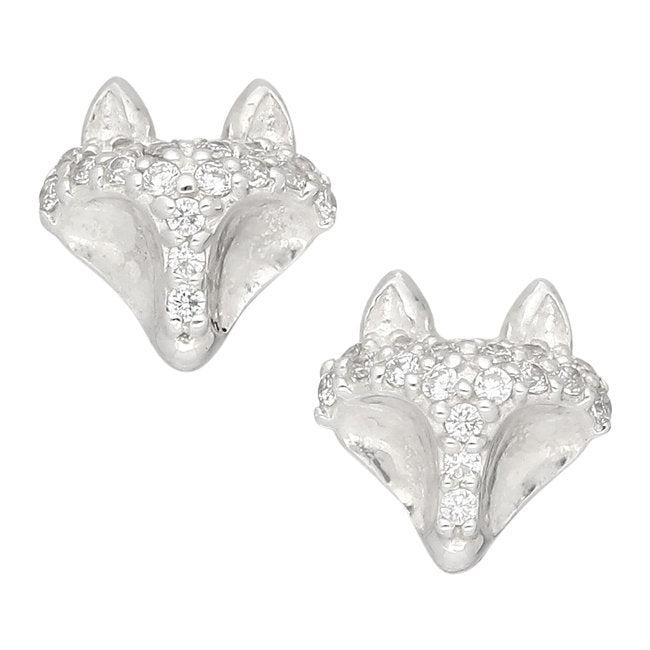 Fox Sterling Silver push-back Earrings with Cubic Zirconia