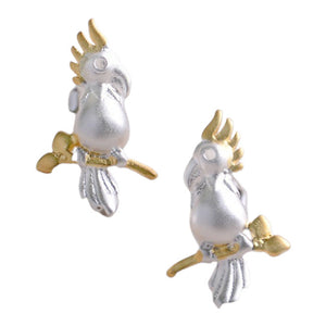 Cockatoo Sterling Silver with Gold accents push-back Earrings