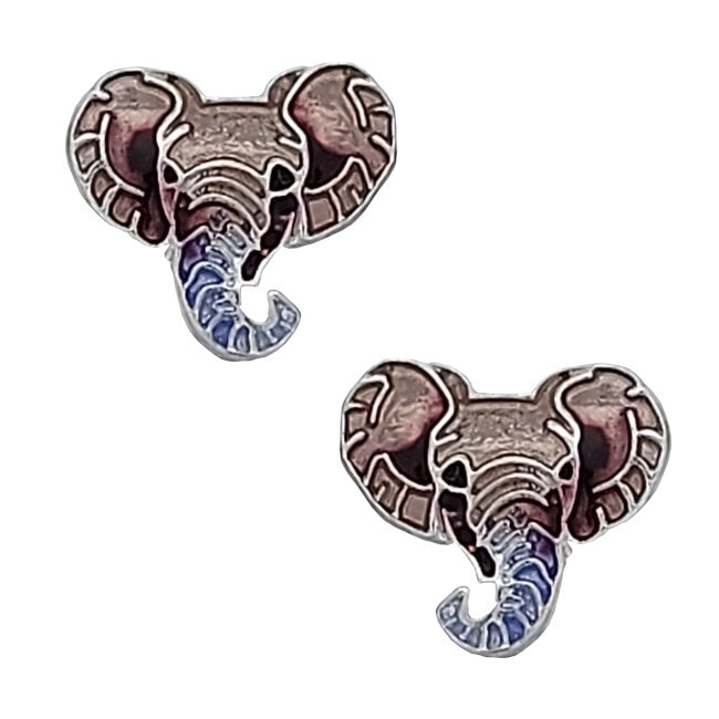 Elephant Baby Sterling Silver plated push-back Earrings with Enamels