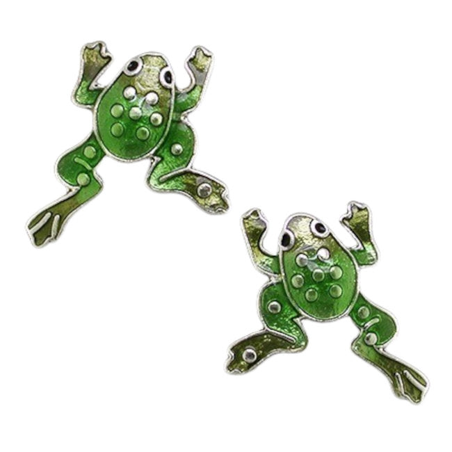 Frog Sterling Silver plated Earrings with Enamels