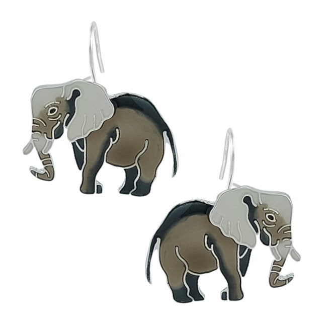 Elephant Sterling Silver plated Earrings with Enamels