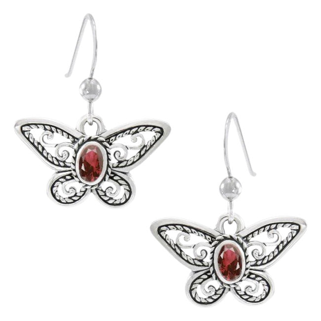 Butterfly Beauty Sterling Silver Earrings with Garnet