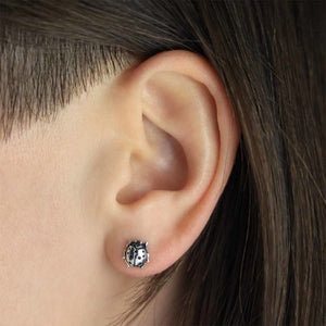 Ladybug Sterling Silver post Earrings modelled