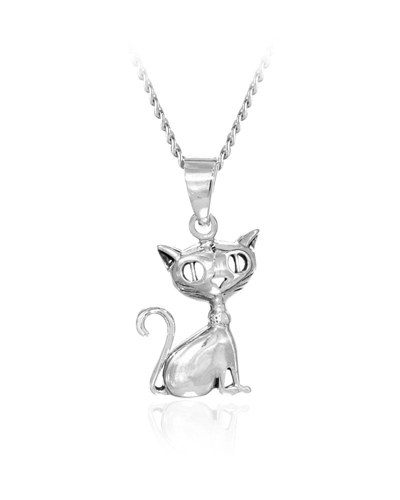 Big Eyed Cat Sterling Silver Pendant
