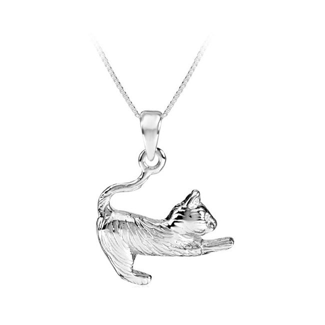 Playful Cat Sterling Silver Pendant