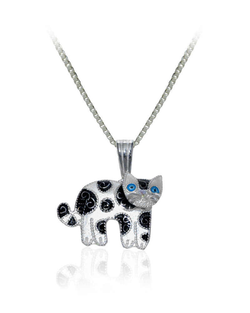 Cat Friends Sterling Silver plated Pendant with Enamels