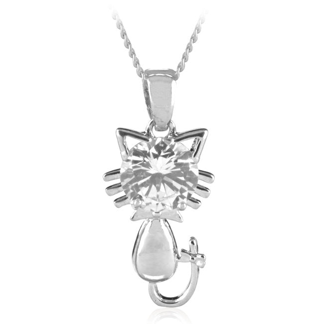 Cat Sterling Silver Jewellery Set with Cubic Zirconia