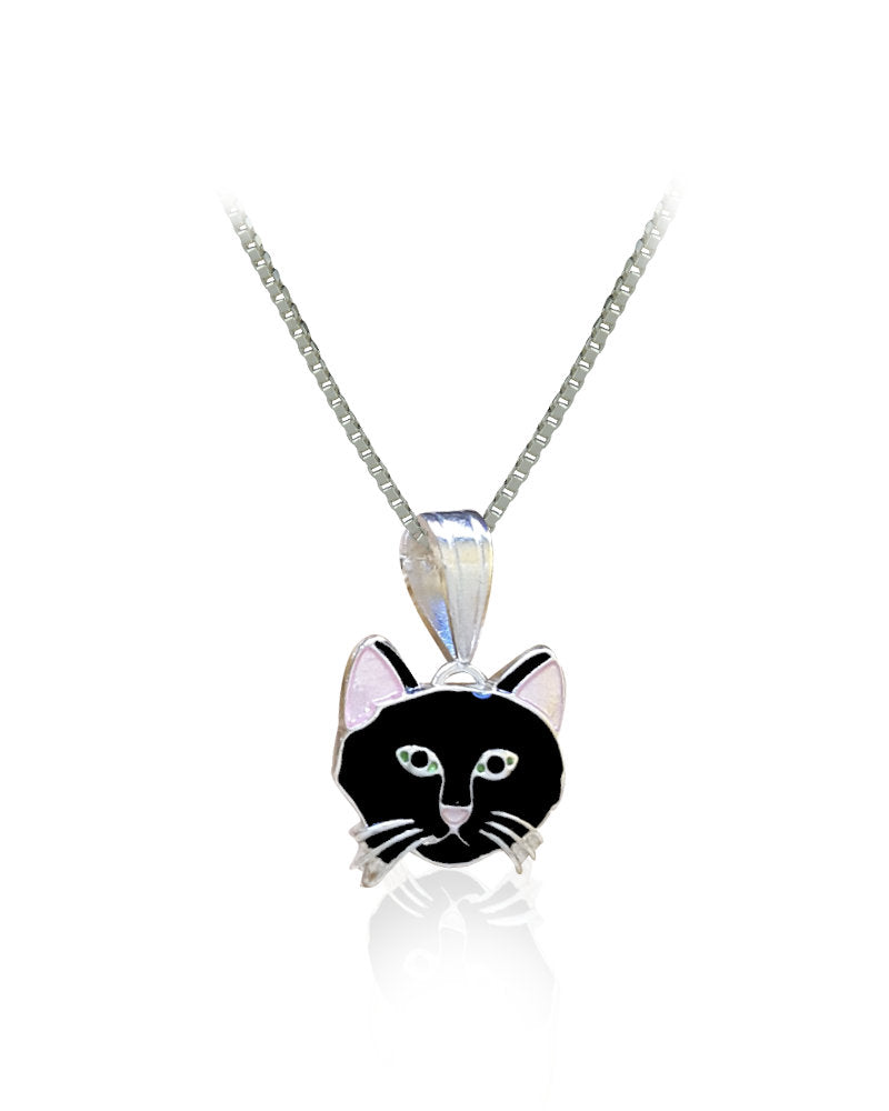 Black cat necklace onyx sterling silver deals