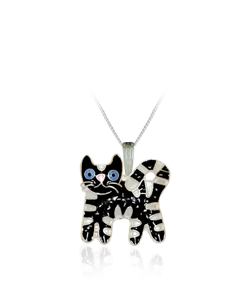 Cat Friends Sterling Silver plated Pendant with Enamels