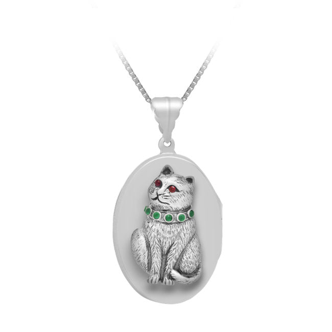 Memories Cat Sterling Silver with Cubic Zirconia Locket