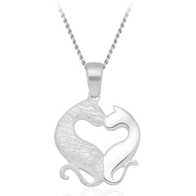 Opposites Attract Cats Sterling Silver Pendant