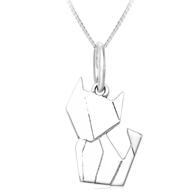 Cat Origami Sterling Silver Pendant