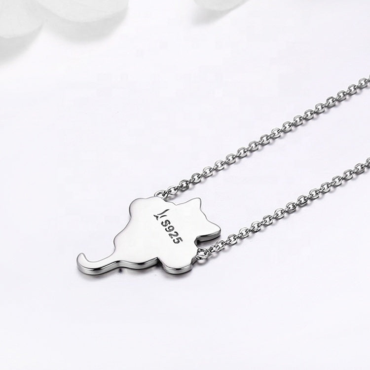 Cat Meow Sterling Silver Necklace with Enamel