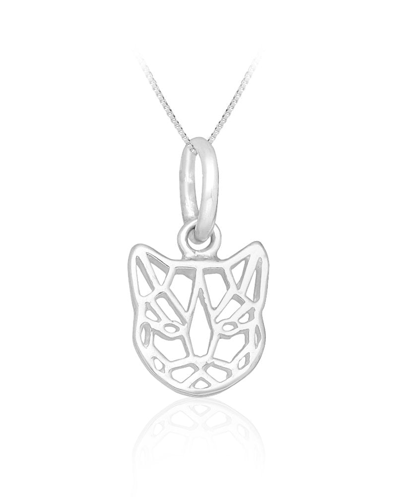 Tiger Face Sterling Silver Origami Pendant