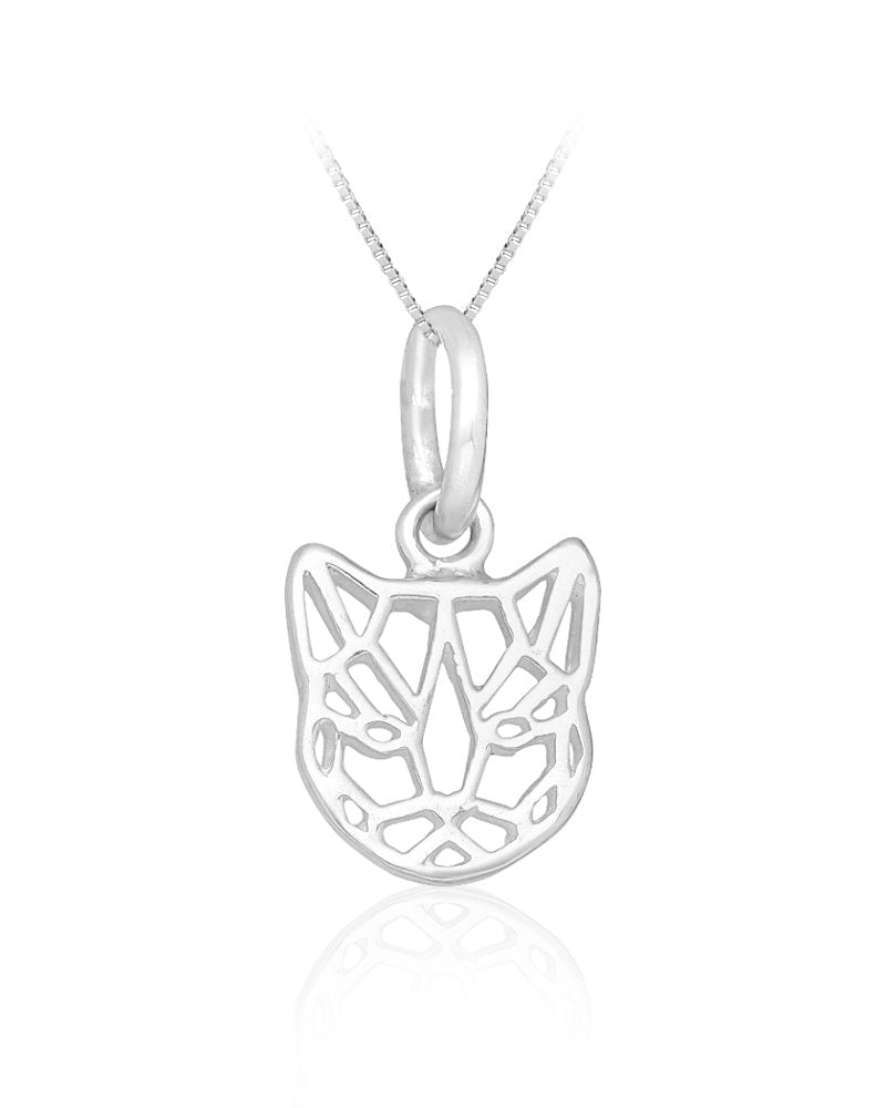 Tiger Face Sterling Silver Origami Pendant