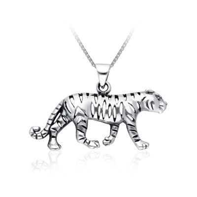 Tiger Sterling Silver Pendant with Cutouts