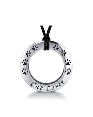 Cat Lover Ring Sterling Silver Pendant with Cord