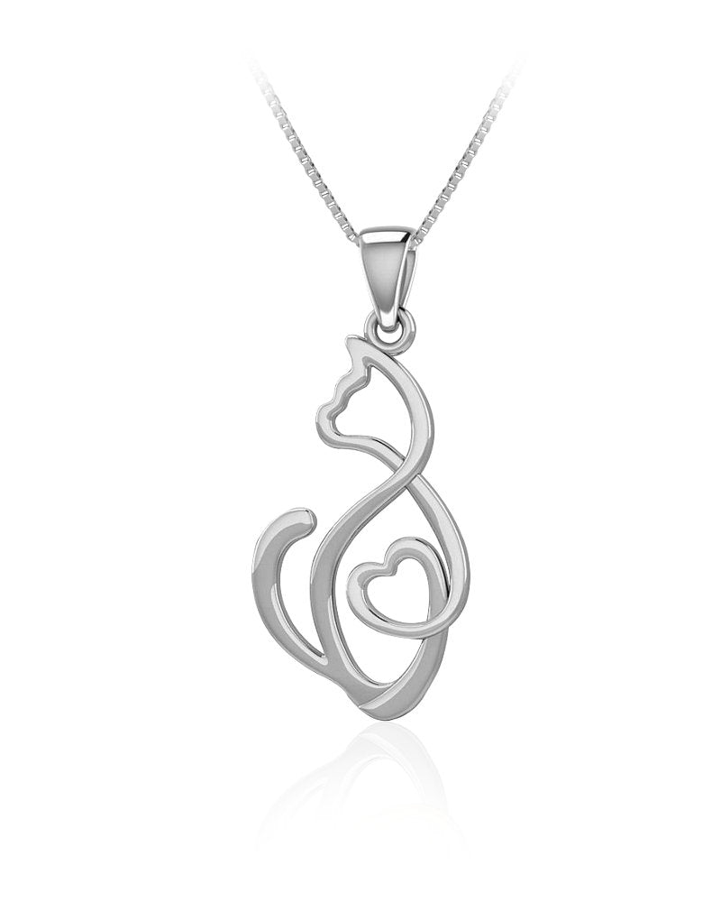 Cat Heart Sterling Silver Pendant Julmar 4 Her