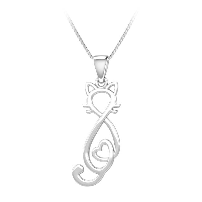 Cat Heart Sterling Silver Pendant