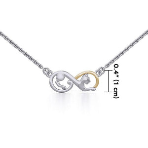 Infinity Cat Sterling Silver Necklace with 14k Gold Accents