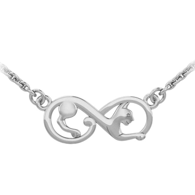 Cat Infinity Sterling Silver Necklace