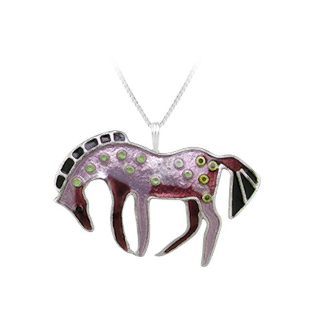 Horse Prancer Sterling Silver plated Pendant with Enamels