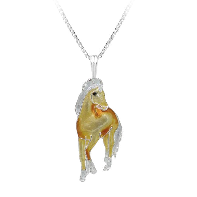 Palomino Horse Sterling Silver plated Pendant with Enamels