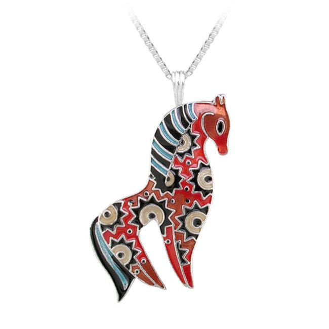 Horse Radiance Sterling Silver plated Pendant with Enamels