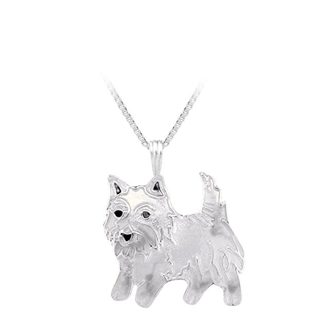 West Highland Terrier Sterling Silver plated Pendant with Enamels