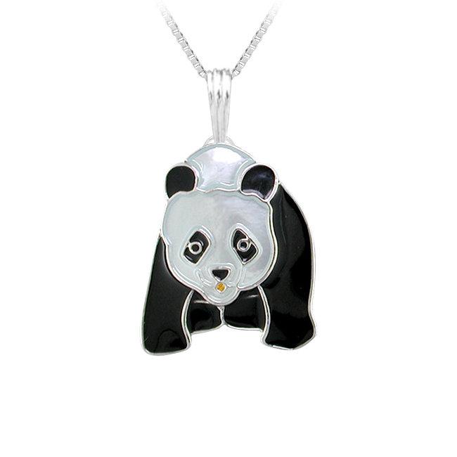 Panda Sterling Silver plated Pendant with Enamels