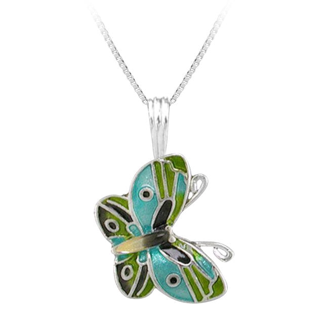 Butterfly Sterling Silver plated Pendant with  & Enamels