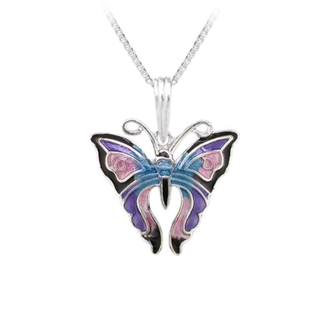 Butterfly Sterling Silver plated Pendant with Enamels