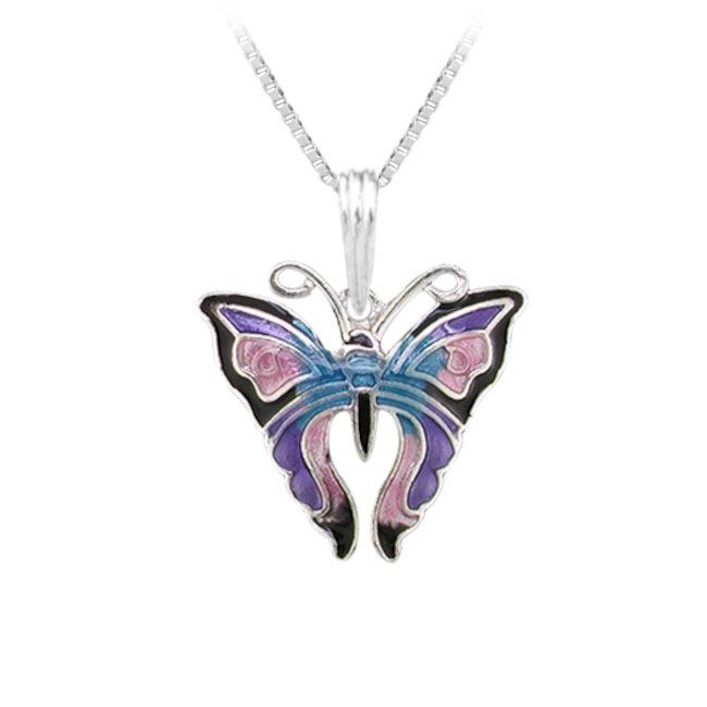 Butterfly Sterling Silver plated Pendant with Enamels Julmar 4 Her