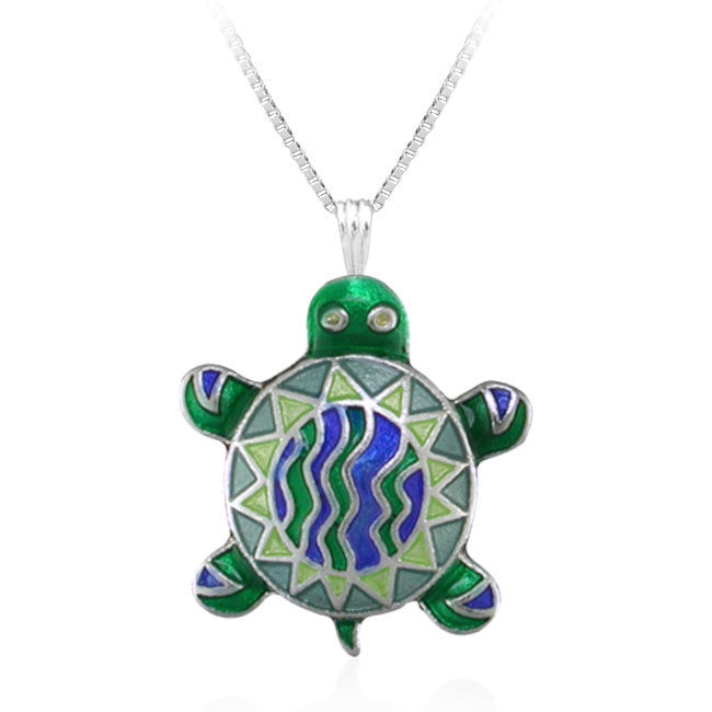 Turtle Calypso Sterling Silver plated Pendant with Enamels