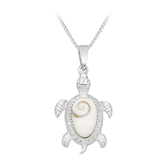 Turtle Sterling Silver Pendant with Shiva Shell