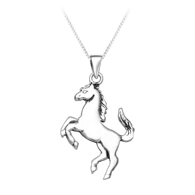 Rearing Horse Sterling Silver Pendant