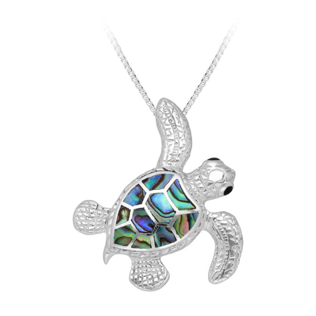 Sea Turtle Sterling Silver Pendant with Abalone Shell