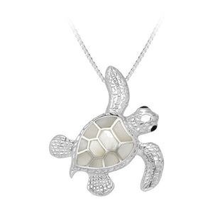Sea Turtle Pendant in Sterling Silver with Mother of Pearl