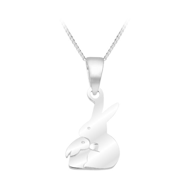 Rabbit Mum & Baby Sterling Silver Pendant