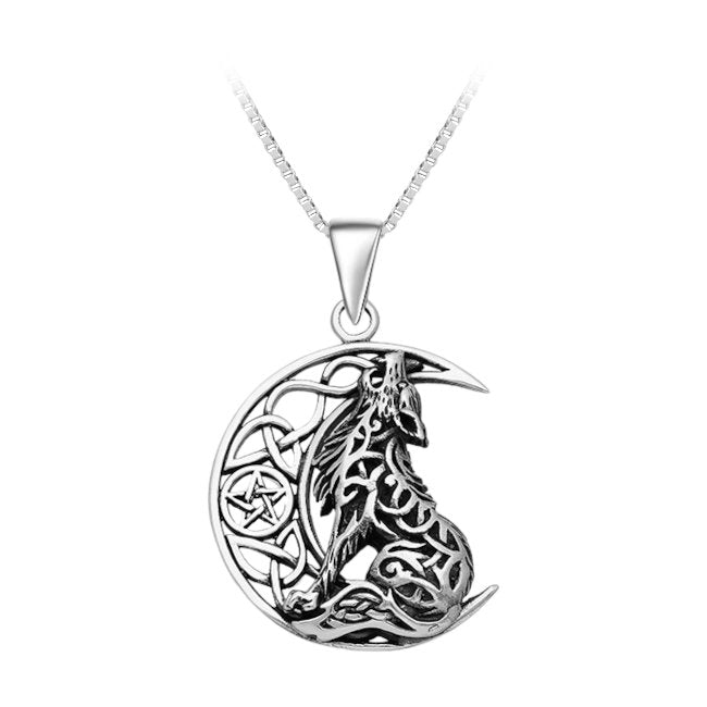 Wolf with Celtic Knotwork Sterling Silver Pendant Julmar 4 Her