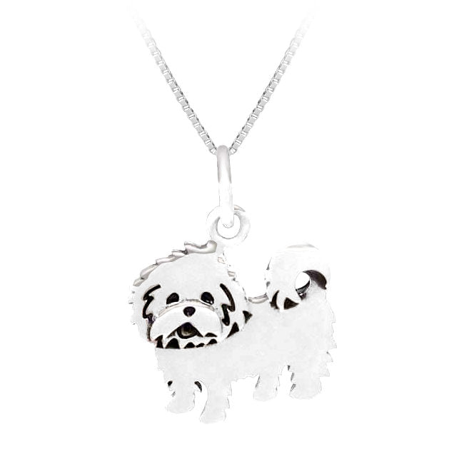 Maltese Terrier Dog Charm Pendant in Sterling Silver