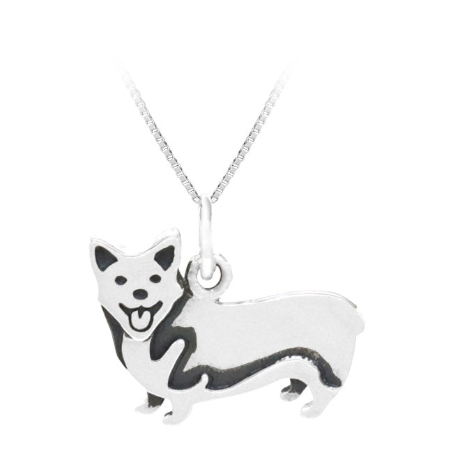 Corgi Dog Pendant in Sterling Silver