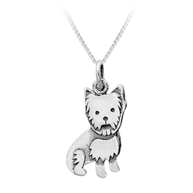 Yorkshire Terrier Charm Necklace in Sterling Silver