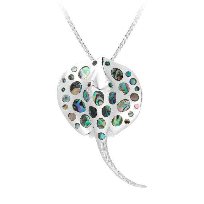 Stingray Sterling Silver Pendant with Abalone Shell