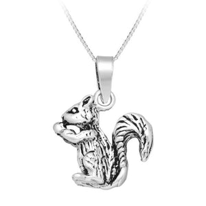 Squirrel Pendant in Sterling Silver with Oxidised Accents