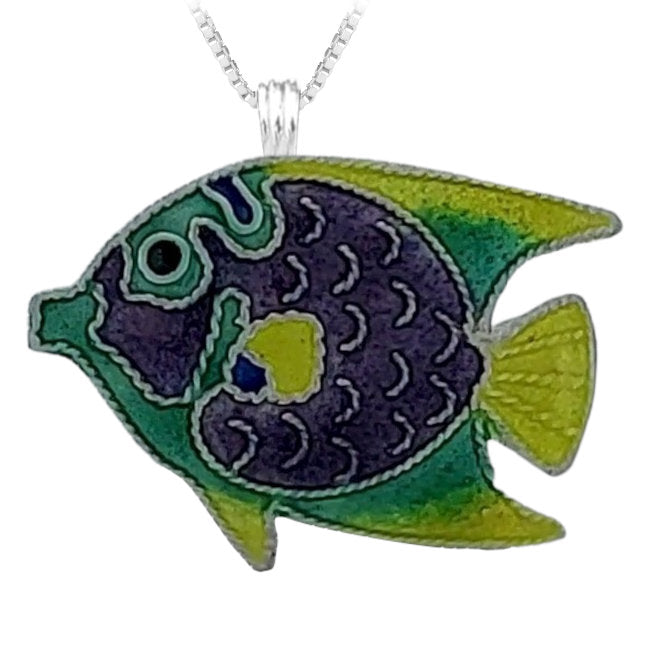 Angelfish Sterling Silver Pendant with Enamels