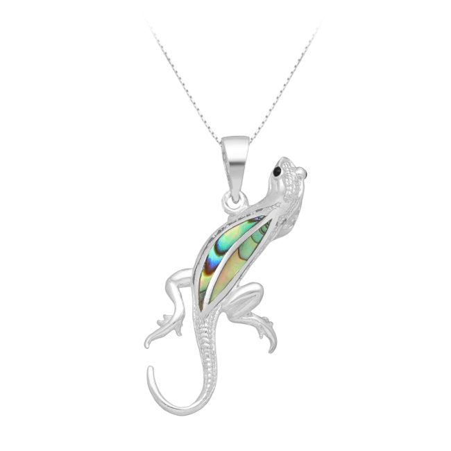 Gecko Sterling Silver Pendant with Abalone Shell