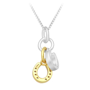 Horseshoe Sterling Silver Pendant with 14kt Gold Accents