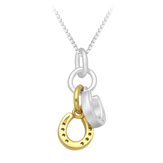 Horseshoe Sterling Silver Pendant with 18kt Gold Accents